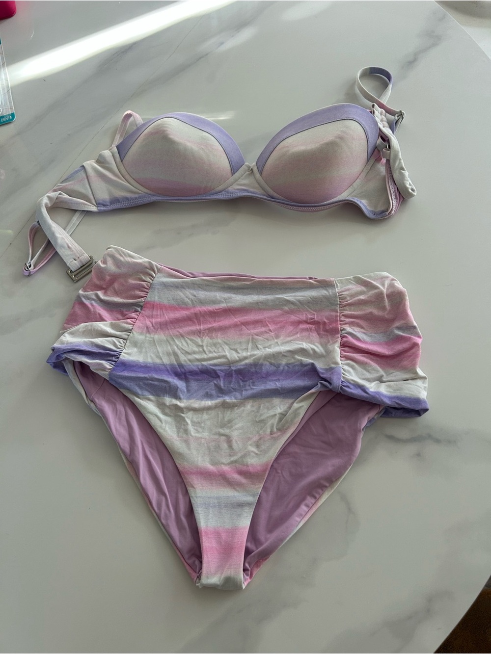 WET brand Pastel Stripe Bikini Set - Lavender & Pink